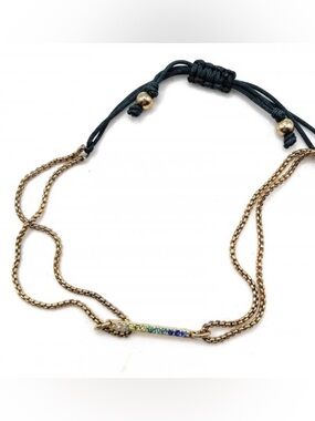 Stella & Dot Harmony gold Tone a row of blue, green, & clear rhinestone Bracelet